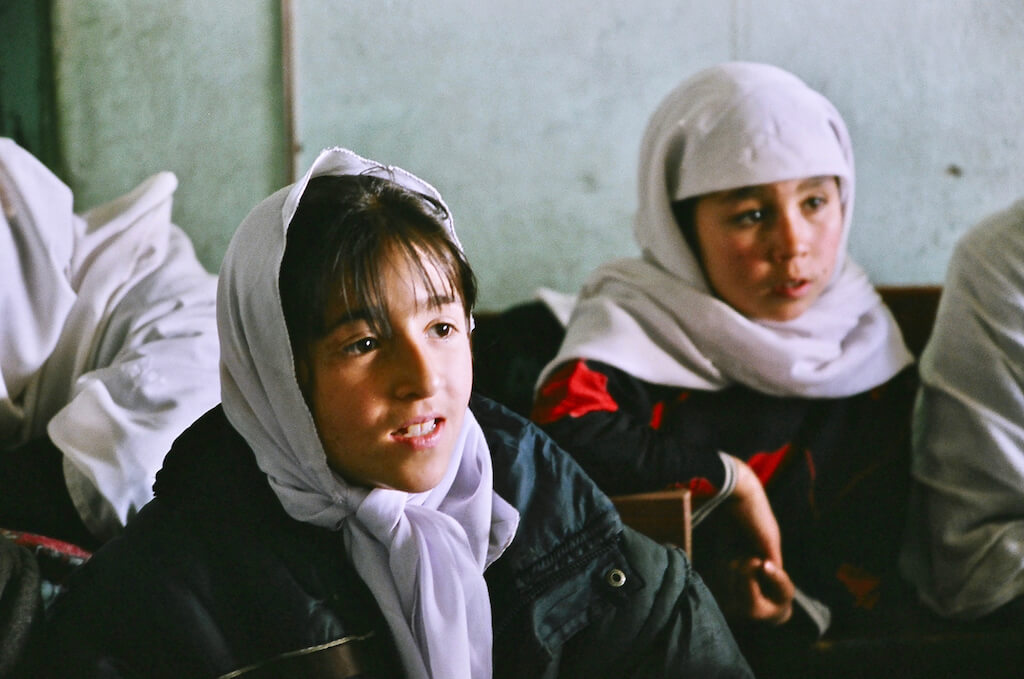 Afghan girls school two students